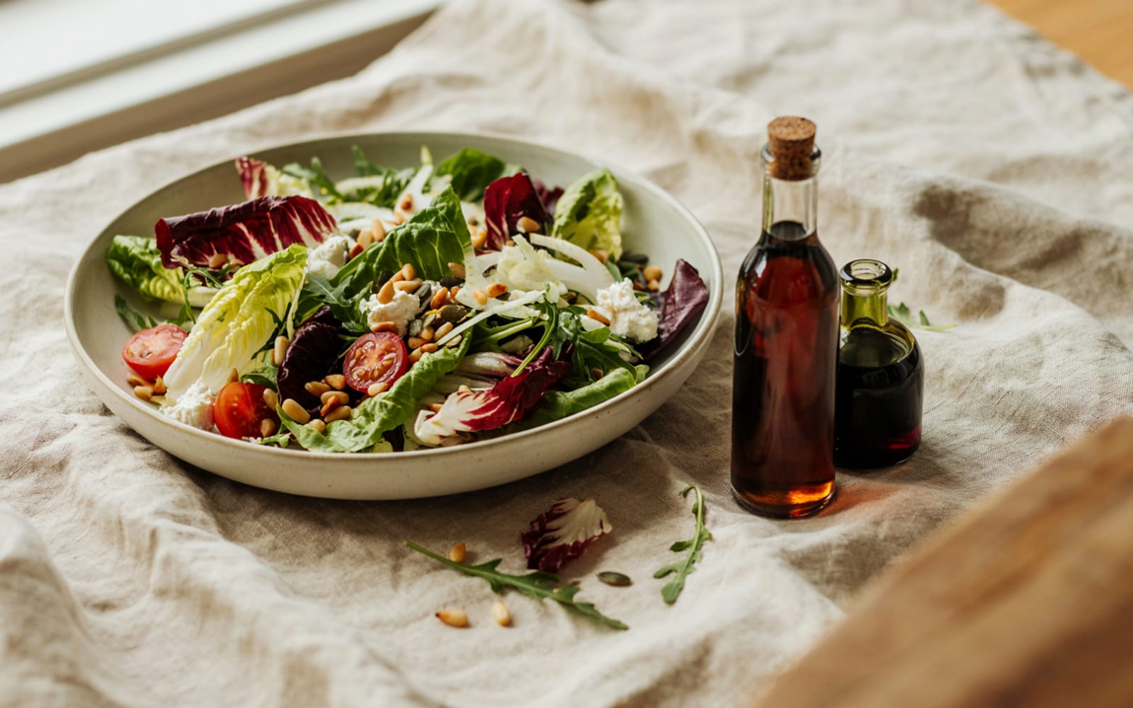 Salad with pumpkin seed oil, landscape