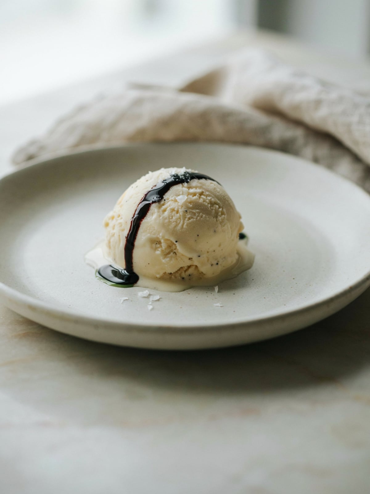 Pumpkin Seed Oil on Vanilla Ice Cream
