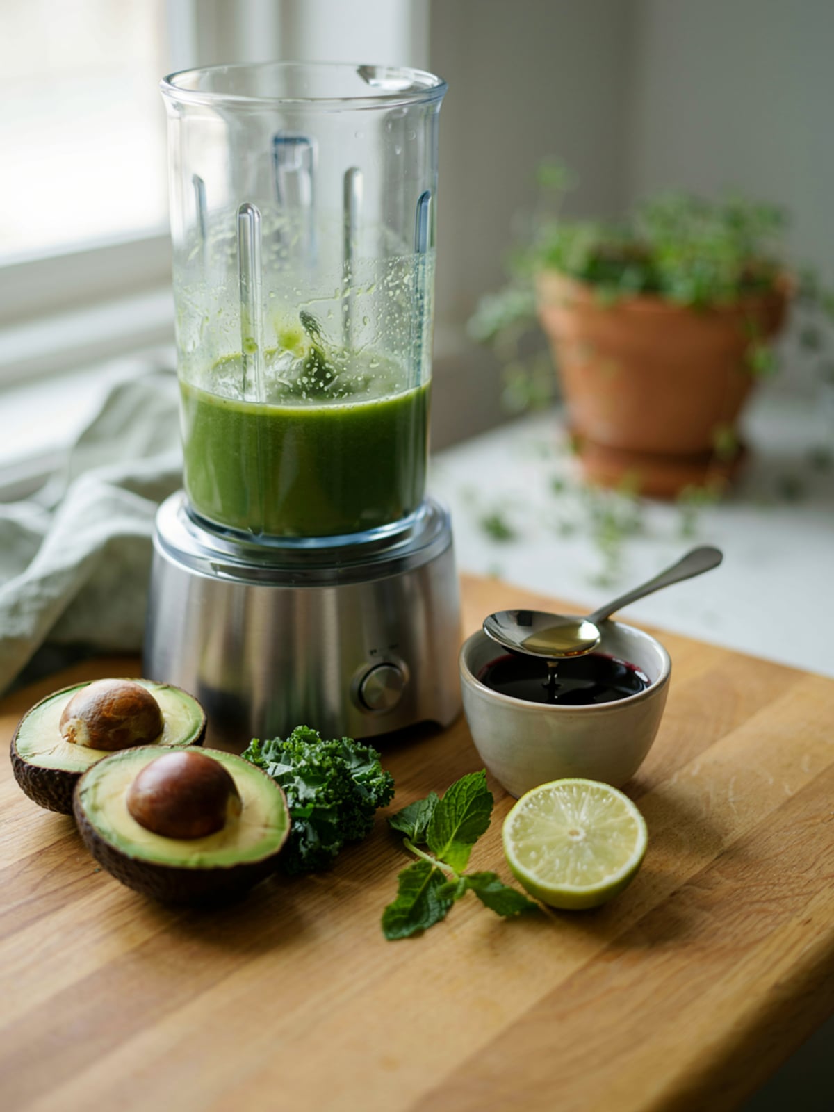 Savoury Green Smoothie with Pumpkin Seed Oil
